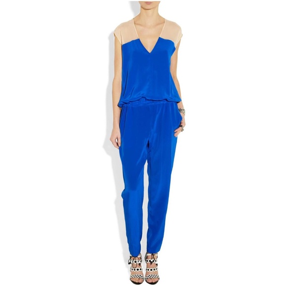 Mason by Michelle Mason Royal Blue Silk Jumpsuit (Size 2)